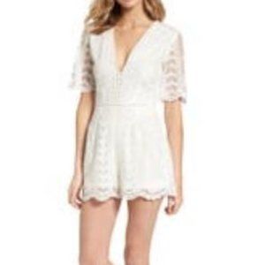 Socialite Plunging Lace Romper